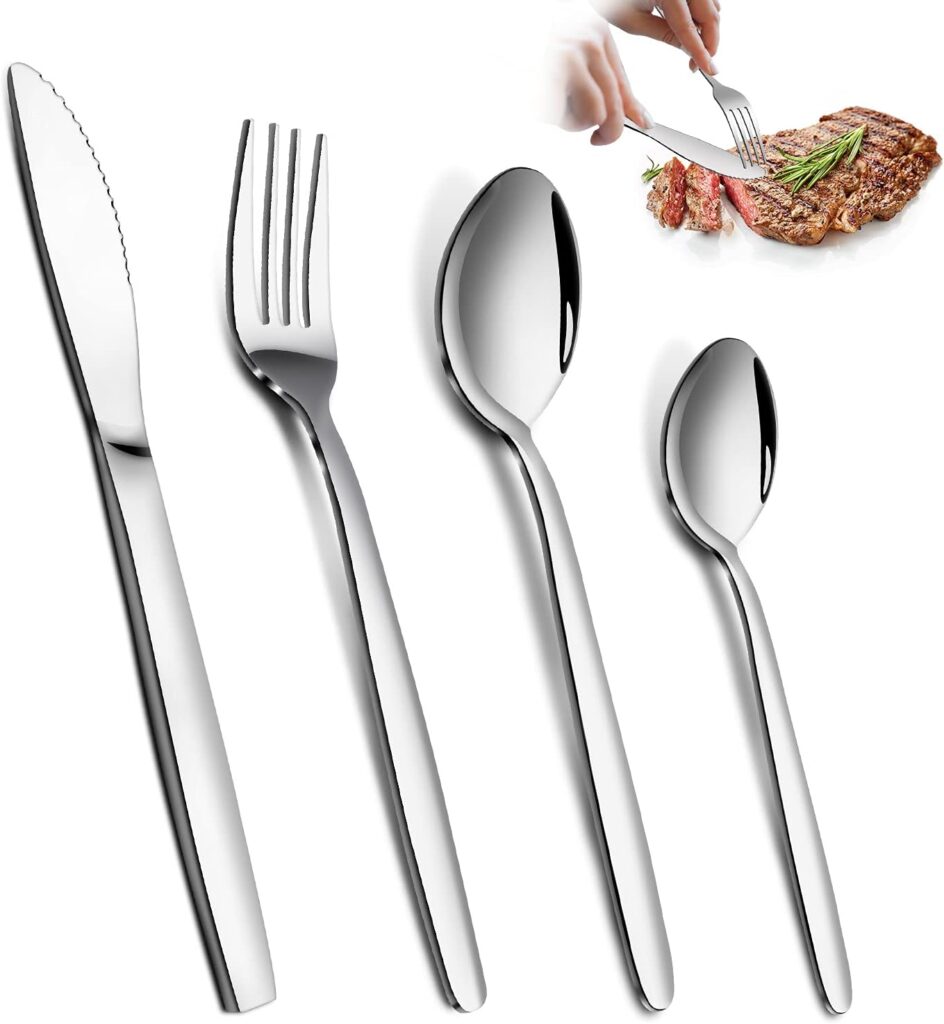 Bestdin 16 Piece Cutlery Set for 4 People, Stainless Steel Knife and Fork Sets, Silverware Set Ideal for Home/Party/Restaurant, Mirror-Polished Dishwasher-Safe