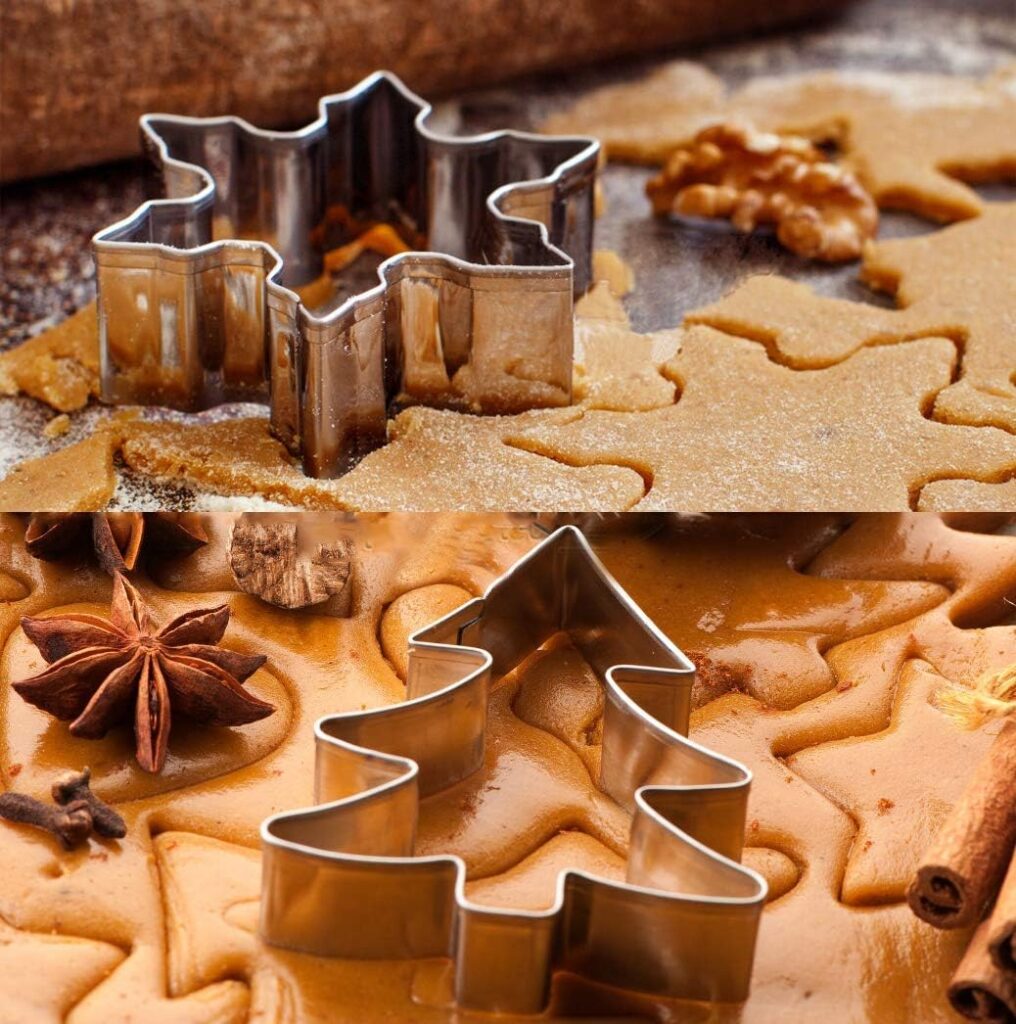 Christmas Cookie Cutter Set - Joyoldelf 5 Piece Stainless Steel Snowflake, Christmas Tree, Reindeer, Gingerbread Boy, Snowman for Kids