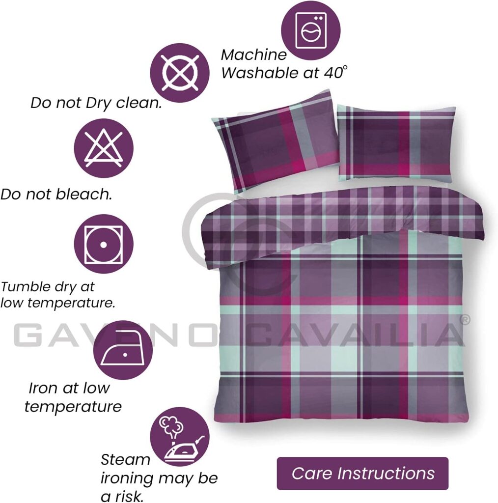 GC GAVENO CAVAILIA Checkered Duvet Cover Sets, Soft Warm Polycotton Printed Bedding Double Bed Set, Grey