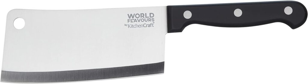 KitchenCraft World of Flavours Chinese Meat Cleaver Knife, Fully Forged Stainless Steel, Chinese Chefs Knife 14 cm (5.5)