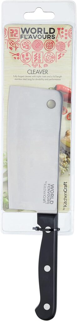 KitchenCraft World of Flavours Chinese Meat Cleaver Knife, Fully Forged Stainless Steel, Chinese Chefs Knife 14 cm (5.5)