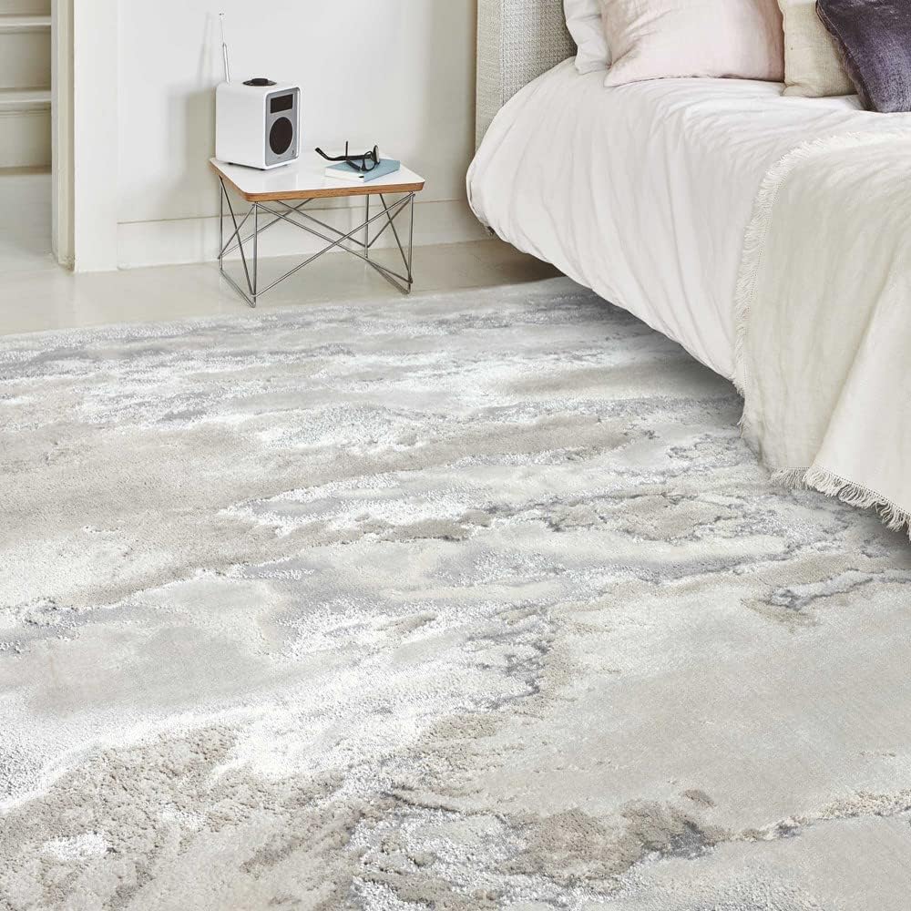 Lord of Rugs Modern Abstract Shiny Luxury Marble Design Beige Grey Carpet Rug Cloud AU02, XLarge 200x290 cm (66x96)