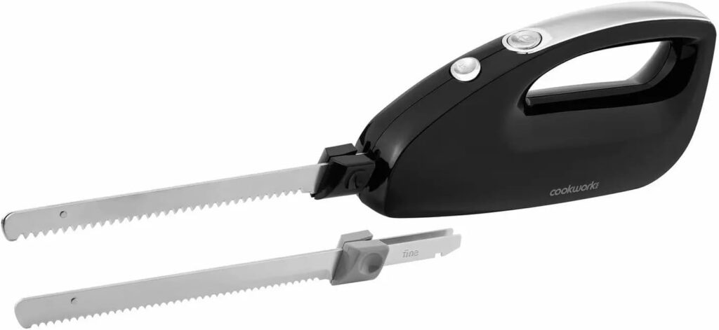 Martin Mart Cookworks 2 Blade Electric Knife Stainless Steel Blades Quickly With The Button Finger Protection Safe Blade Removal - Black