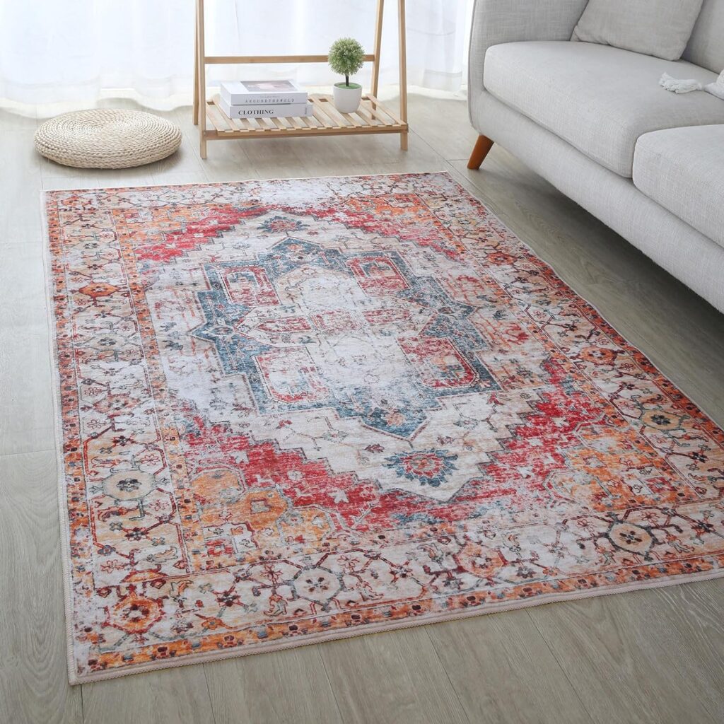 MGYHWJA Rugs Living Room 90X150cm, Non Slip Large Area Rugs for Machine Washable, Vintage Style and Soft Low Pile Floor Carpet