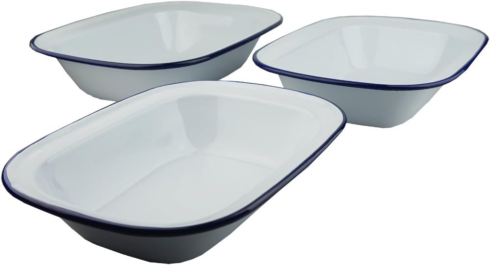 NEW - Falcon Enamel Bakeware Set of 3 Pie Dishes - 1 of each 24cm 26cm 28cm