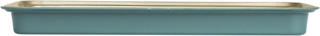 Prestige x Nadiya Square Cake Tins for Baking - Non Stick 9 Inch Cake Tin, Dishwasher Safe Lightweight Steel Bakeware, Teal Gold