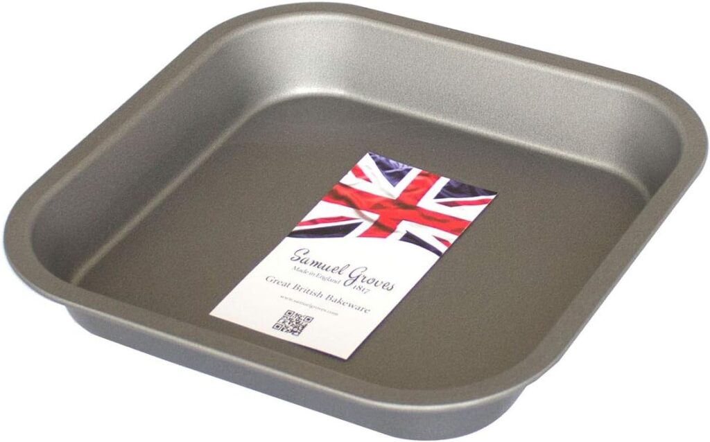 Samuel Groves 8 (20cm) Non Stick Twin Pack Square Sandwich Birthday Brownie Cake Tin Pan Made in England