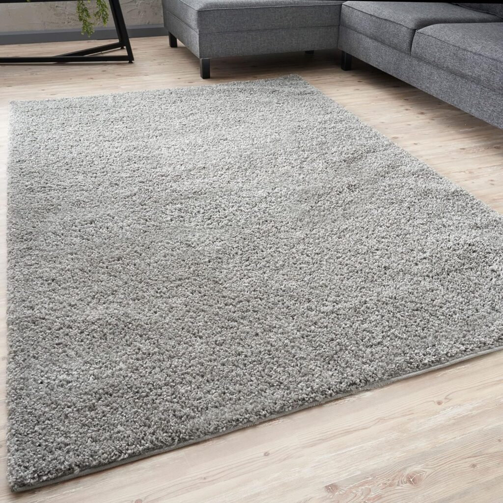 THE RUGS Living Room Rug - Shaggy Soft And Elegant Carpets For The Bedrooms And Kitchen, Easy To Clean, Many Different Sizes (80x150 cm, Grey)