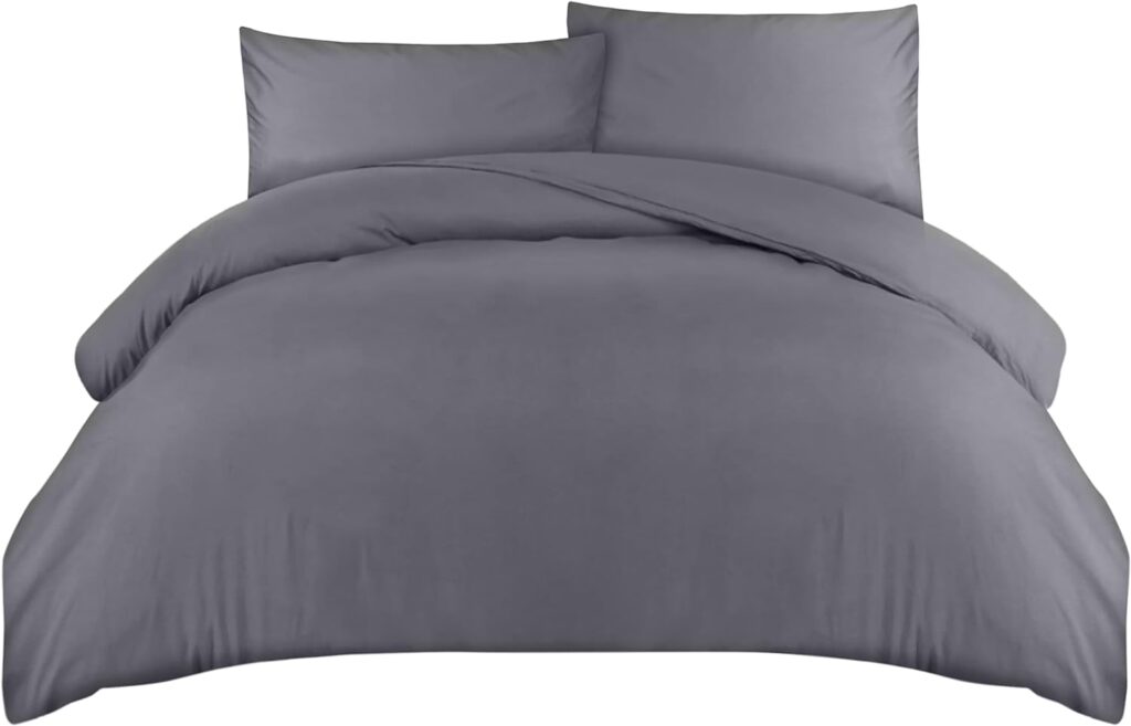 Utopia Bedding Duvet Cover Double - Soft Microfibre Polyester - Bedding Quilt Cover Set, with Pillow cases (Grey)