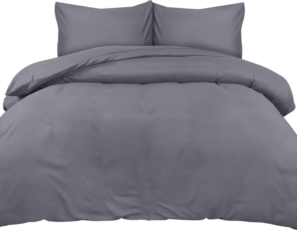 Utopia Bedding Duvet Cover Double - Soft Microfibre Polyester - Bedding Quilt Cover Set, with Pillow cases (Grey)