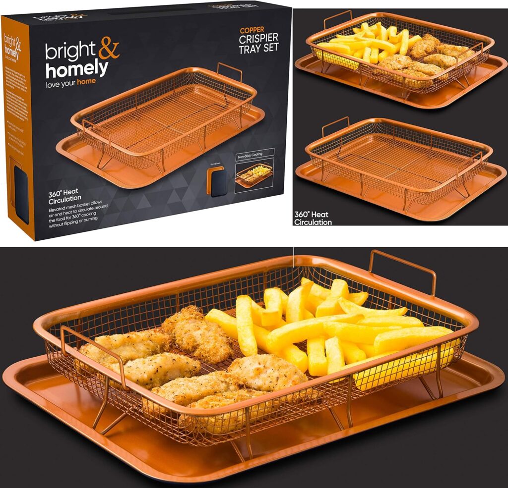 Vivo Fusion 2 Pcs Copper Crisper Non-Stick Oven Mesh Baking Tray Chips Crisp Basket Tool