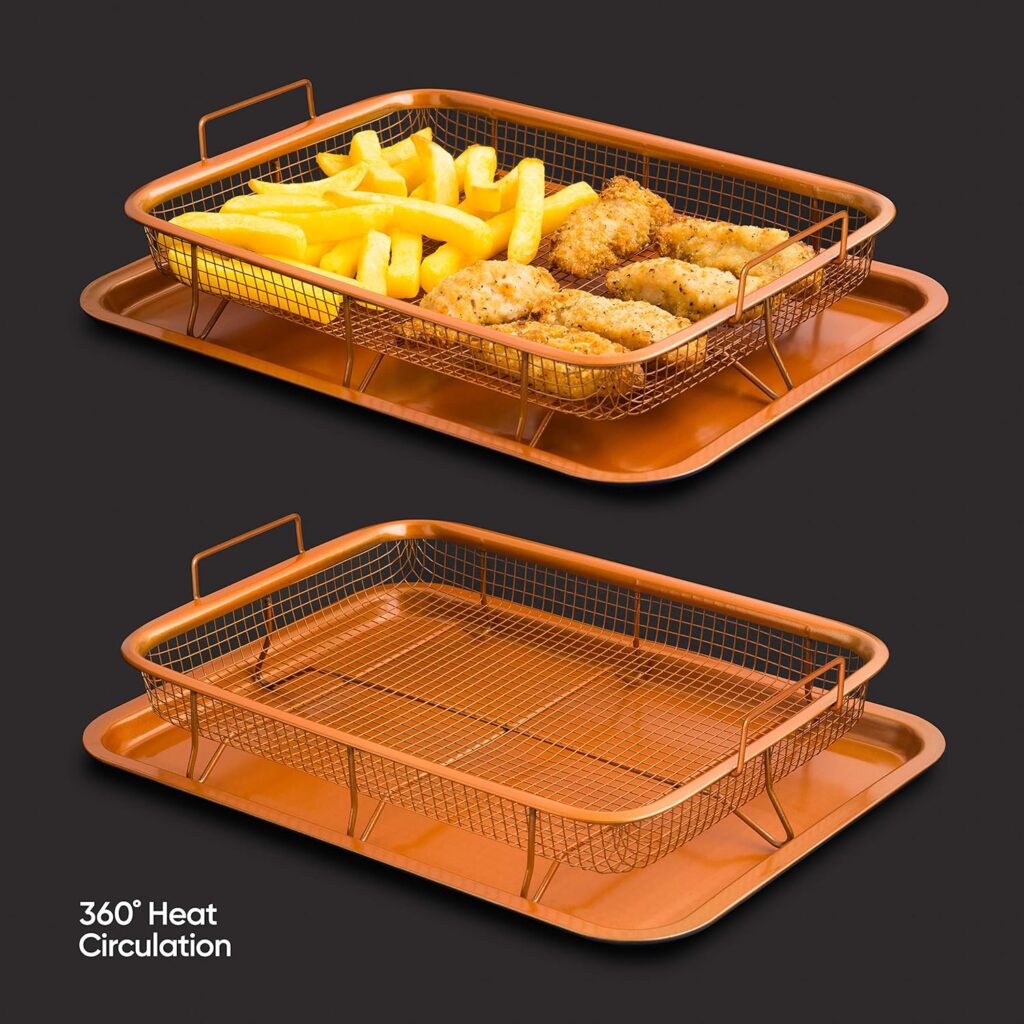 Vivo Fusion 2 Pcs Copper Crisper Non-Stick Oven Mesh Baking Tray Chips Crisp Basket Tool