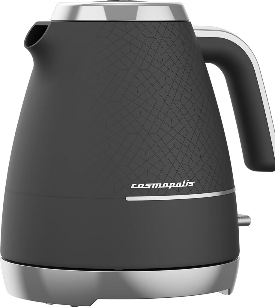 BEKO Cosmopolis Dome Kettle WKM8307G, Retro Granite Grey Chrome Design,1.7 L Capacity 3000 W Includes Removable Lid, Easy Pour Spout and Boil Dry Protection