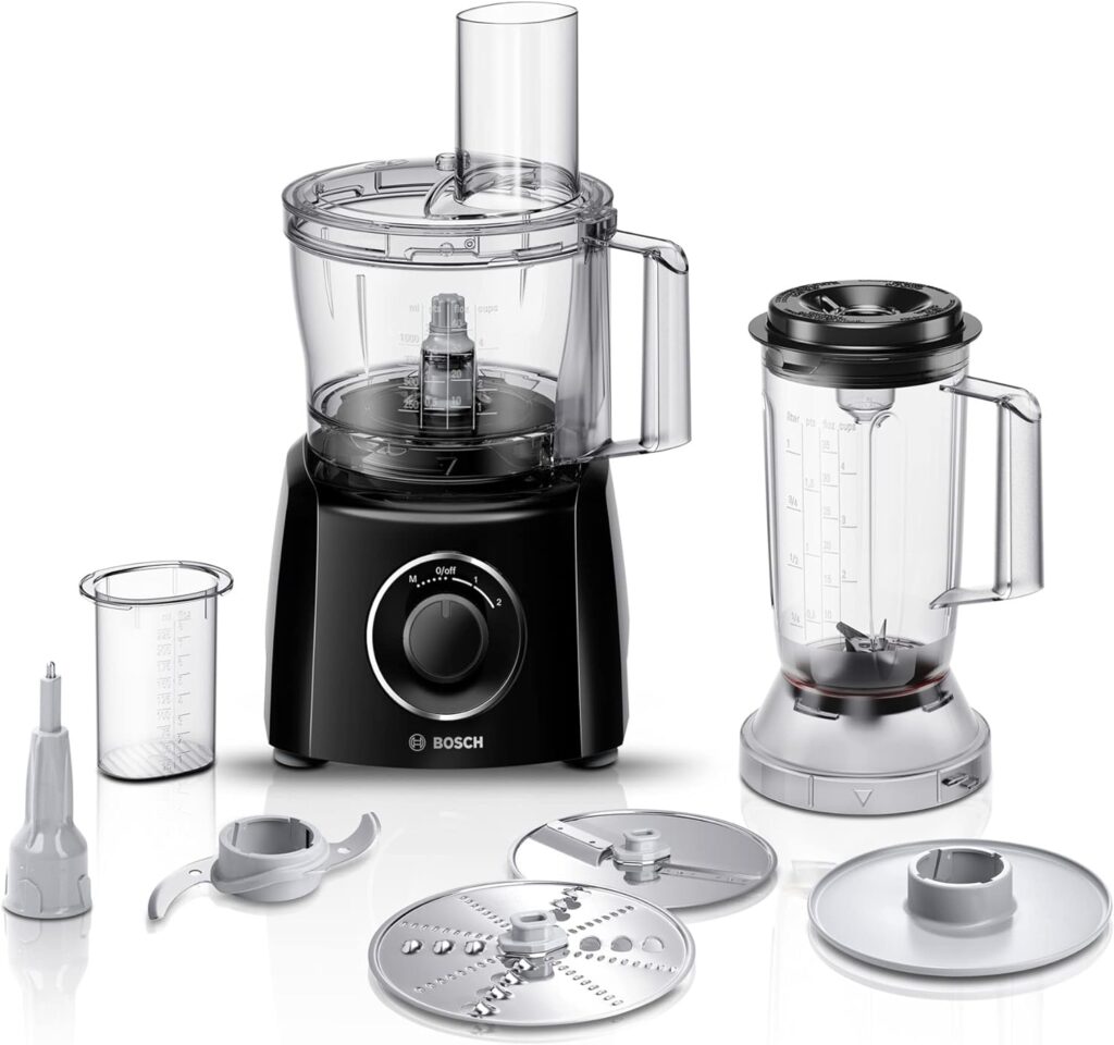 Bosch MultiTalent 3 MCM3201B 800W 2.3L Food Processor with 2 speeds, 1 litre blender and/Slicing/Grating/Beating attachments. AMAZON EXCLUSIVE - Black