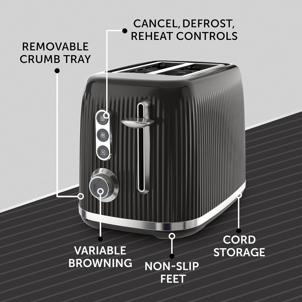 Breville Bold Black 2-Slice Toaster with High-Lift and Wide Slots | Black and Silver Chrome [VTR001]