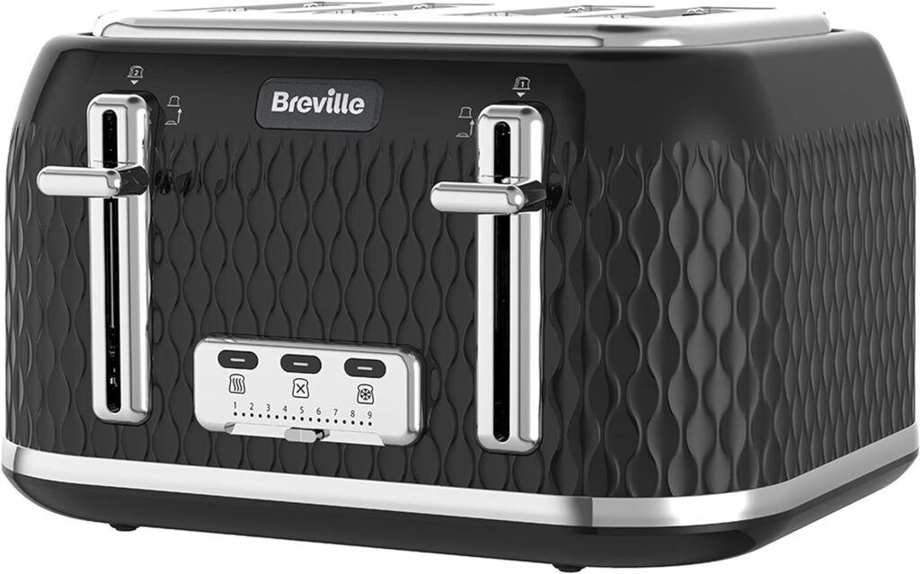 Breville Curve 4-Slice Toaster with High Lift and Wide Slots | Black Chrome [VTT786]