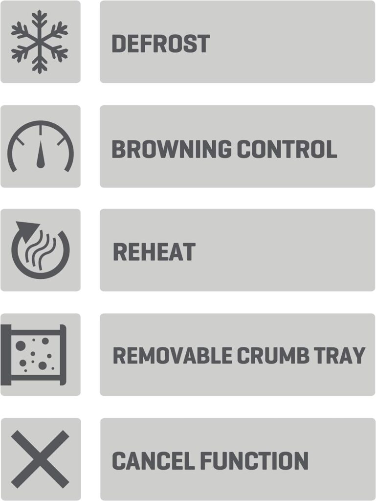 Daewoo Plastic Toaster, 2 Slice, Removable Crumb Tray, Browning Controls, Cancel / Defrost / Reheat Functions - Black