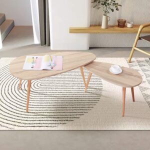 GOLDFAN Triangle Solid Wood Coffee Table Set