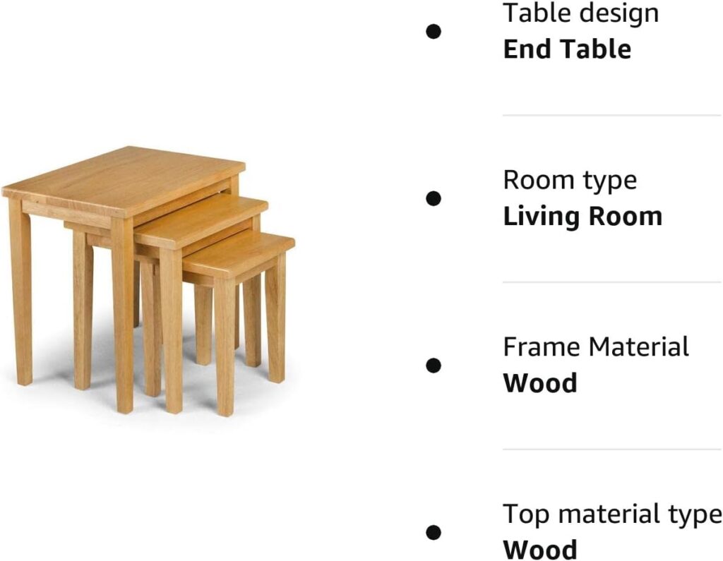 Julian Bowen Cleo Nest of Tables, Oak, Height: 46, Width: 48, Depth: 33cm