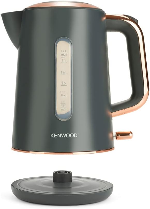 Kenwood Abbey Lux Water Kettle, 360° Swivel Base, Fast Boiling, Removable Filter, Water Capacity 1.7L, ZJP05.C0DG, 3000W, Dark Grey with Rose Gold