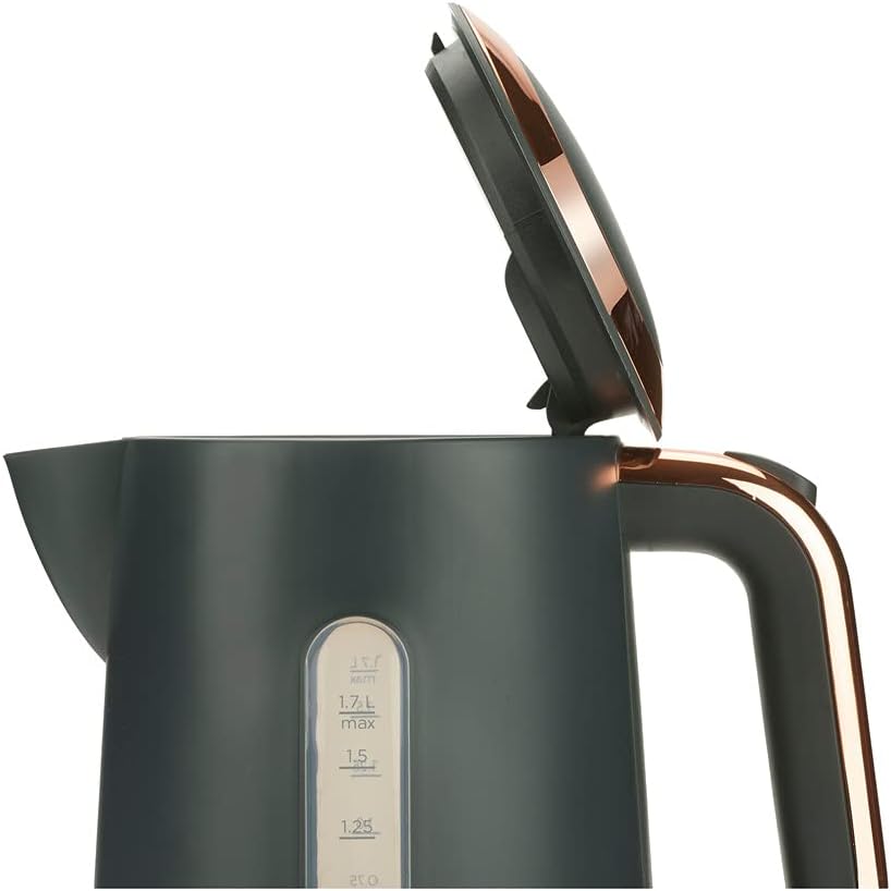 Kenwood Abbey Lux Water Kettle, 360° Swivel Base, Fast Boiling, Removable Filter, Water Capacity 1.7L, ZJP05.C0DG, 3000W, Dark Grey with Rose Gold