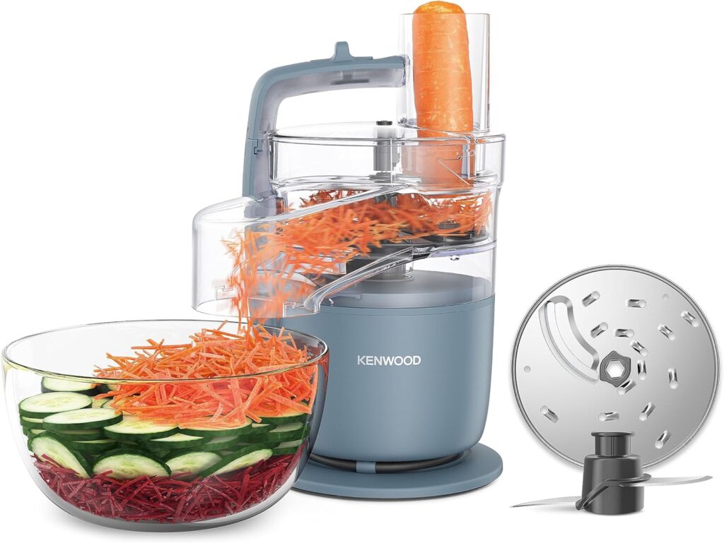 Kenwood, MultiPro Go FDP22.​130GY, Food Processor, for Chopping, Slicing, Grating, Pureeing and Kneading Dough, with Express Serve, 1.3L Bowl, Knife blade, 4mm Slicing/Grating Disk, 650 Watts, Grey