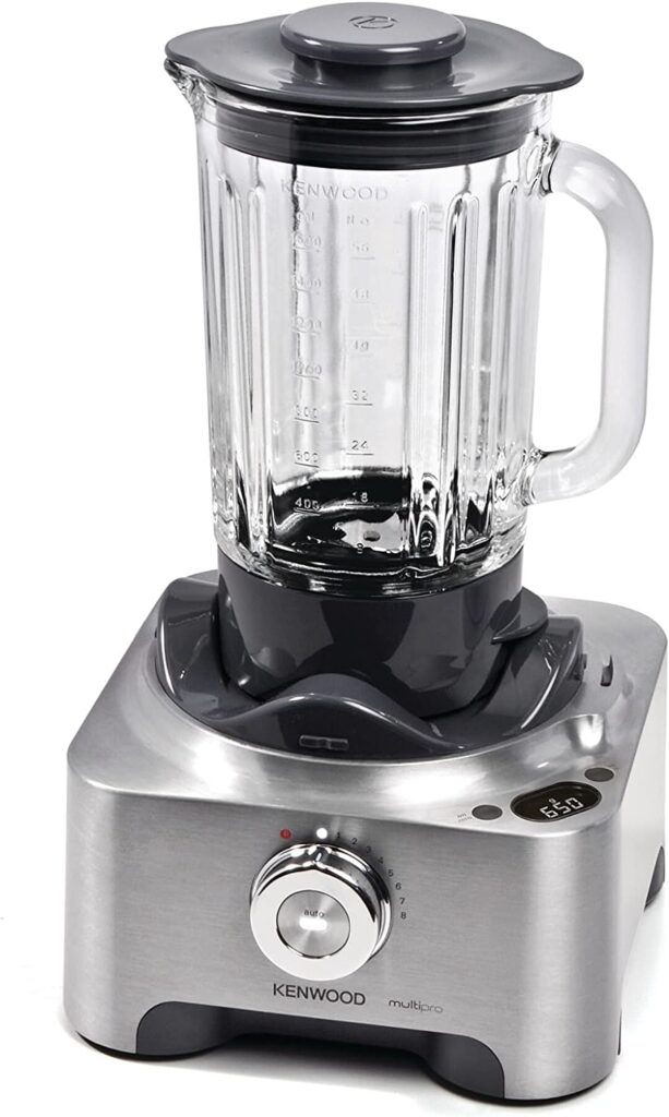 Kenwood MultiPro Sense Food Processor, 3.5 Litre Bowl, 1.6 Litre Thermo-resist Glass Blender, 4 attachments, 5 Slicing and Grating Plates, Built in Weighing Scale, 1000 W, FPM810, Silver