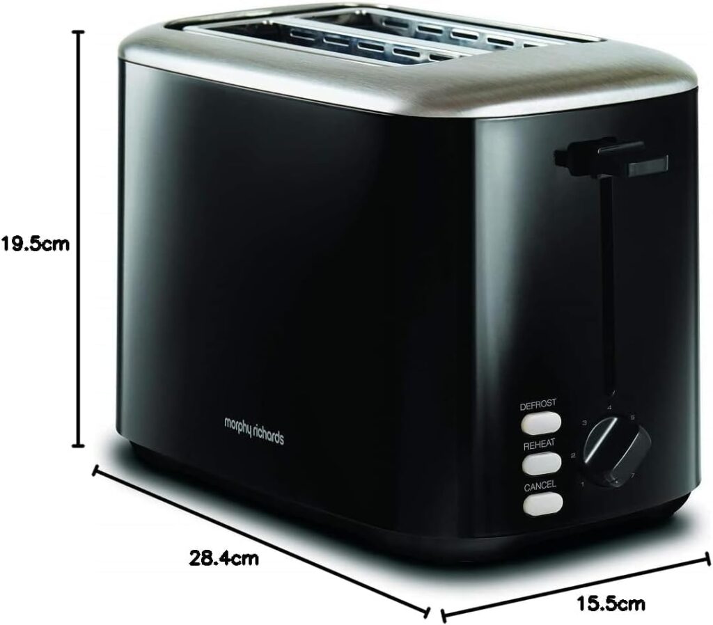 Morphy Richards Equip 2 Slice Toaster, Defrost and Reheat, 7 Variable Browning Controls, Variable Wide Slots, Removeable Crumb Tray, Stainless Steel, Silver,222067