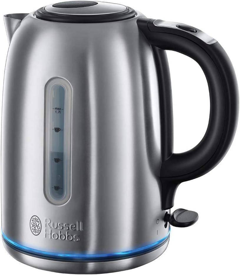 Russell Hobbs 20460 Quiet Boil Kettle, Brushed Stainless Steel, 3000W, 1.7 Litres [Energy Class A]