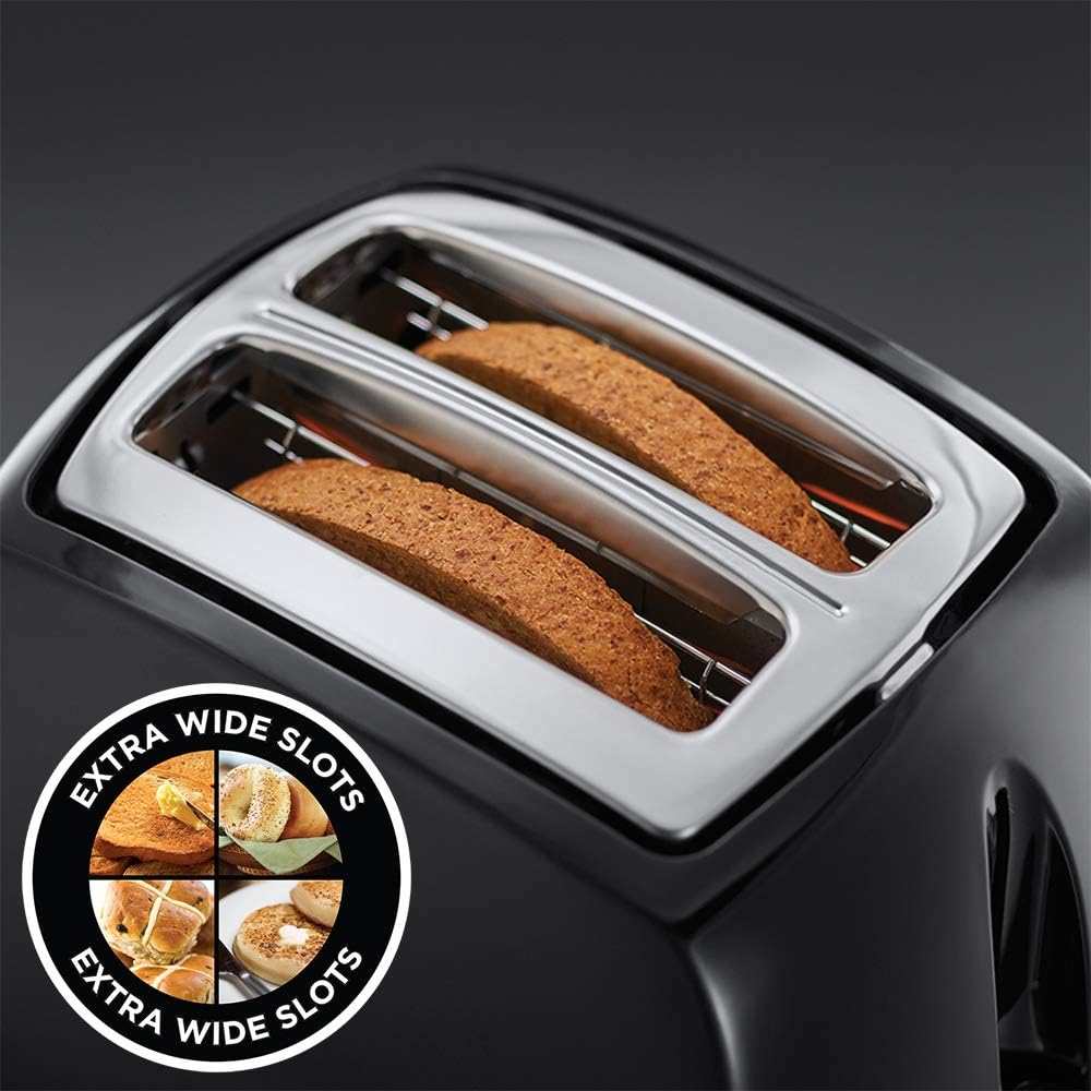 Russell Hobbs 21641 Textures 2-Slice Toaster, 700 - 850 W, Black [Energy Class A]