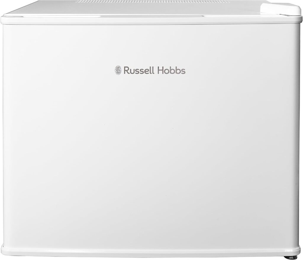 Russell Hobbs Quiet Mini Fridge 17L Thermoelectric for Drinks with Adjustable Thermostat, Portable Mini Cooler in White, Compact For Bedroom, Home, Caravan, Car RH17CLR1001 [Energy Class E]