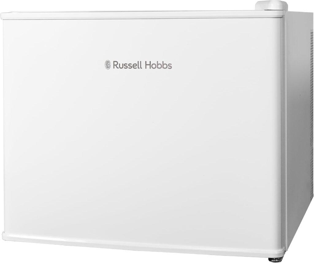 Russell Hobbs Quiet Mini Fridge 17L Thermoelectric for Drinks with Adjustable Thermostat, Portable Mini Cooler in White, Compact For Bedroom, Home, Caravan, Car RH17CLR1001 [Energy Class E]