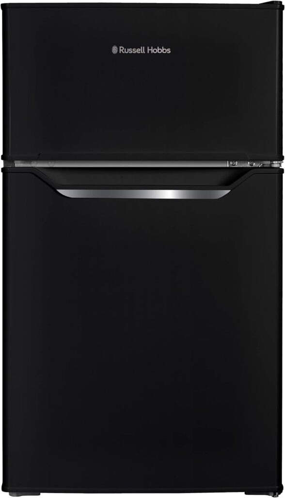 Russell Hobbs RH48UCFF2B 48cm Wide Undercounter Fridge Freezer, LED light, 85 litres, Black, Noise level: decibels 4 [Energy Class F]