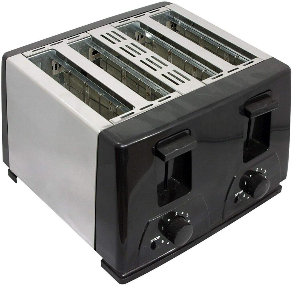 Toaster 4 Slice Toaster BT410 Steeliness Steel housing Black Toaster 1300W auto pup up Function, Variable Electronic Timing Control