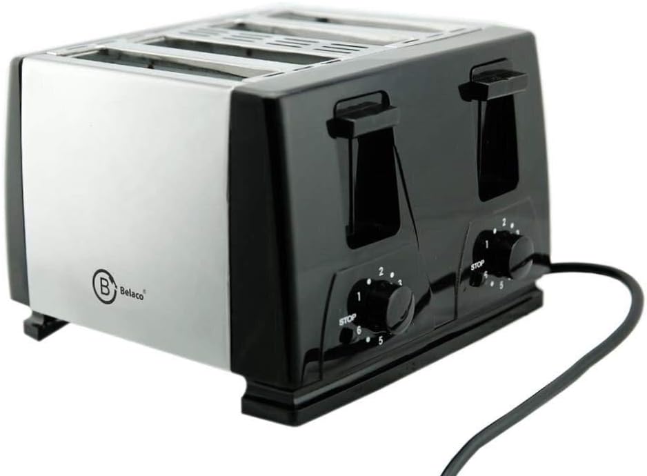 Toaster 4 Slice Toaster BT410 Steeliness Steel housing Black Toaster 1300W auto pup up Function, Variable Electronic Timing Control