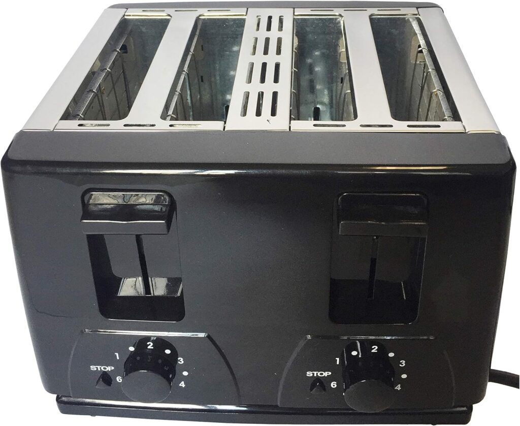 Toaster 4 Slice Toaster BT410 Steeliness Steel housing Black Toaster 1300W auto pup up Function, Variable Electronic Timing Control