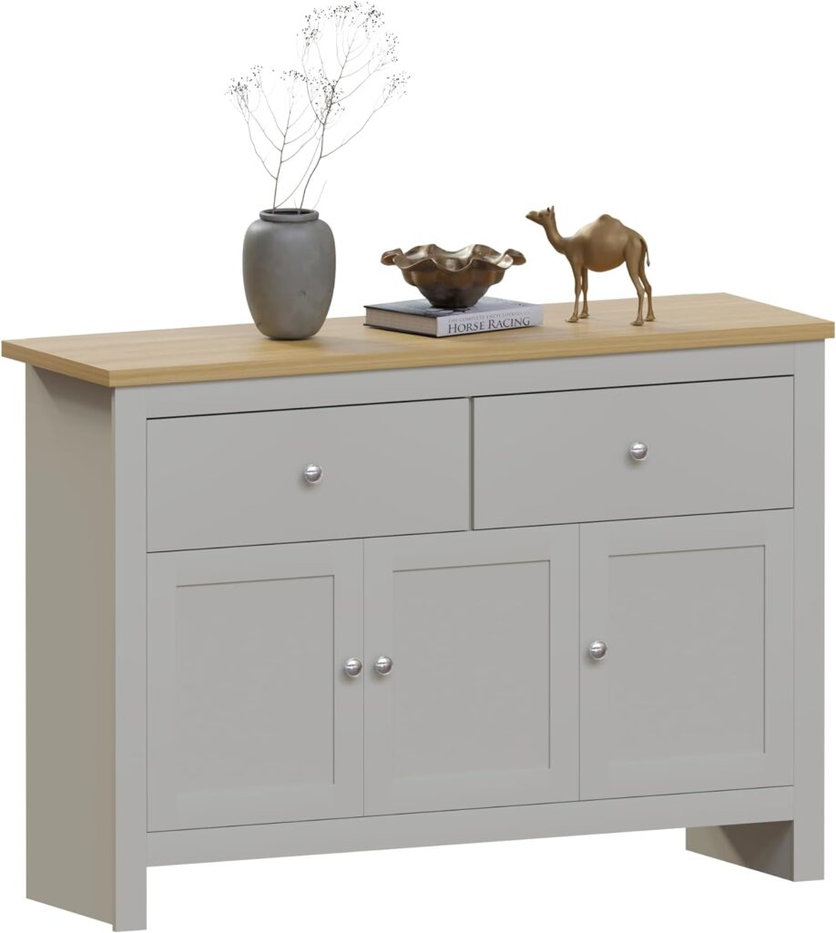 Vida Designs Arlington Sideboard, Buffet Table, Cupboard Cabinet (Grey Oak, 2 Drawer 3 Door)