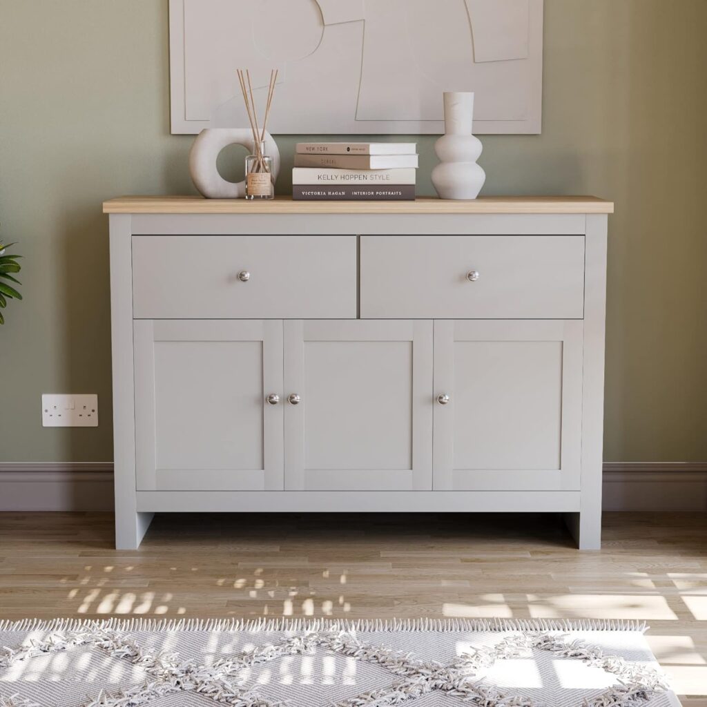 Vida Designs Arlington Sideboard, Buffet Table, Cupboard Cabinet (Grey Oak, 2 Drawer 3 Door)