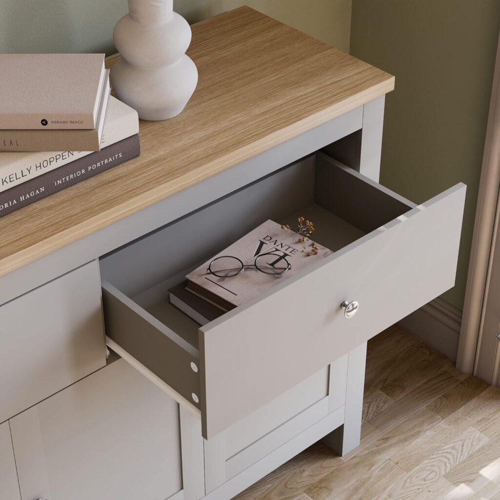 Vida Designs Arlington Sideboard, Buffet Table, Cupboard Cabinet (Grey Oak, 2 Drawer 3 Door)