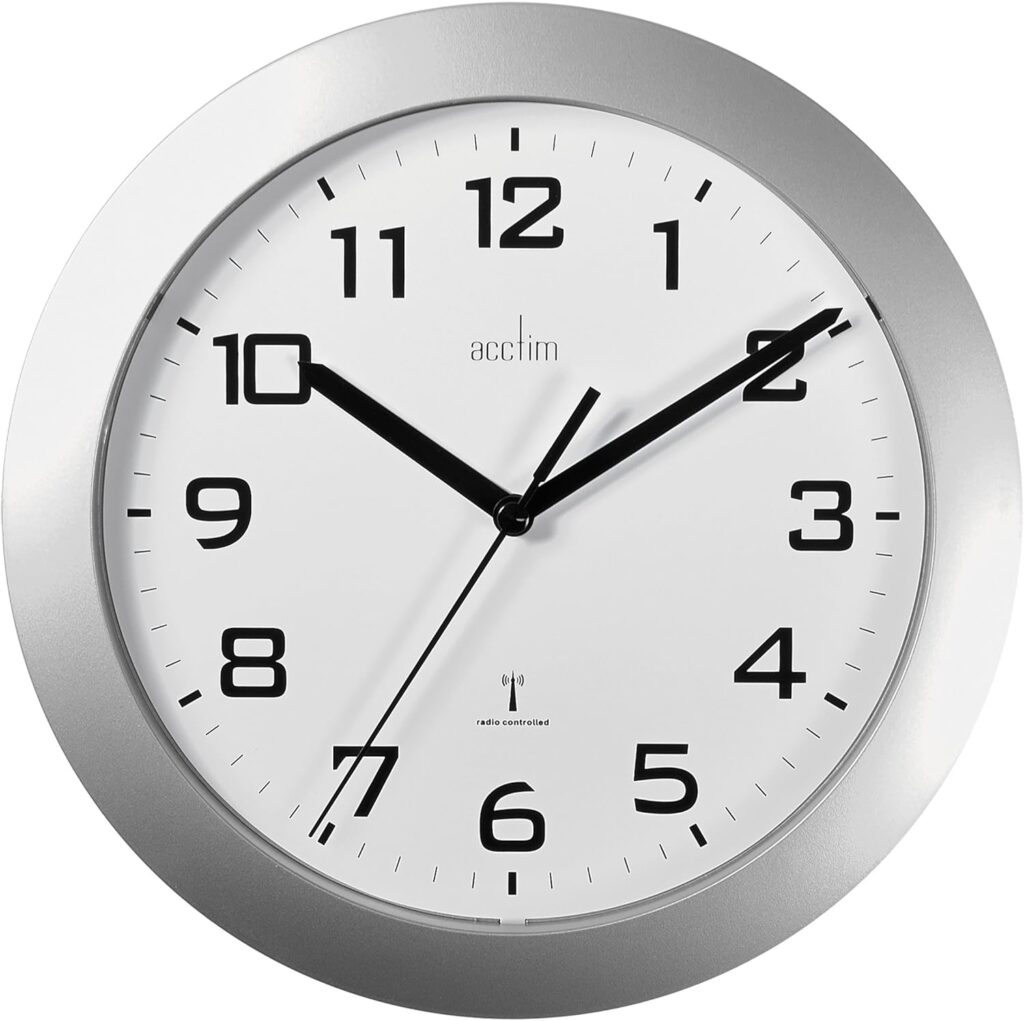 Acctim 74367 Peron Radio Controlled Wall Clock, Silver, 23 cm l x 23 cm w