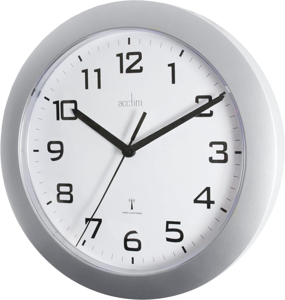 Acctim 74367 Peron Radio Controlled Wall Clock, Silver, 23 cm l x 23 cm w