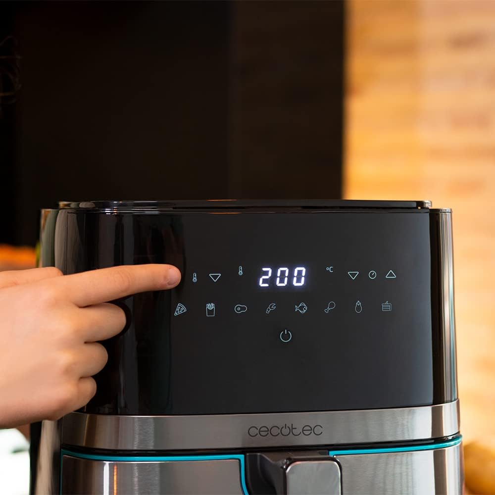 Cecotec Air Fryer 5,5 L Cecofry Full Inox 5500 Pro. 1700W, Dietary and Digital, Touch Panel, Stainless Steel Finish, PerfectCook Technology, Thermostat, 8 Modes.