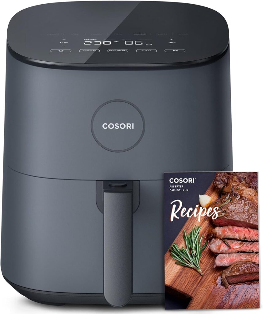 COSORI Air Fryer 4.7L, 9-in-1 Compact Air Fryers Oven, 30 Recipes Cookbook, Max 230℃ Setting, Digital Tempered Glass Display, Quiet, 4 Portions, 1500W