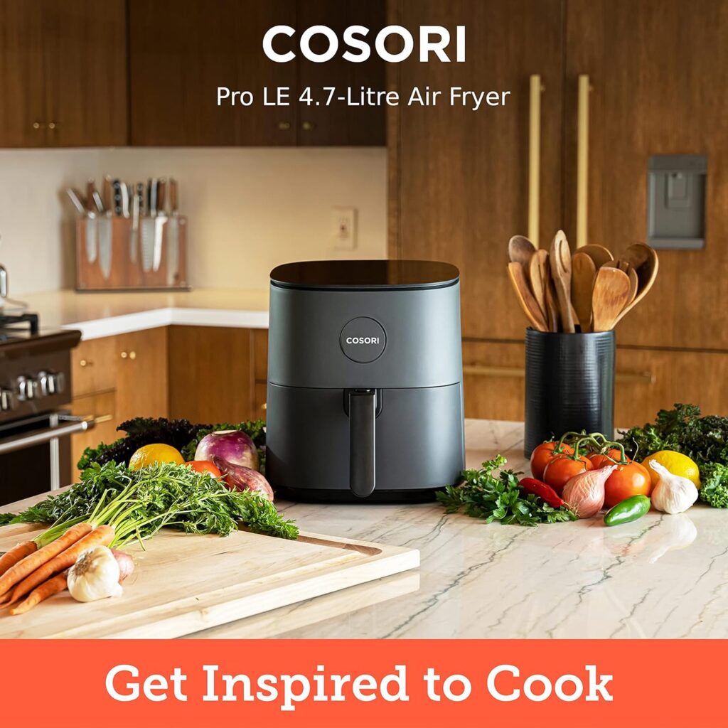 COSORI Air Fryer 4.7L, 9-in-1 Compact Air Fryers Oven, 30 Recipes Cookbook, Max 230℃ Setting, Digital Tempered Glass Display, Quiet, 4 Portions, 1500W