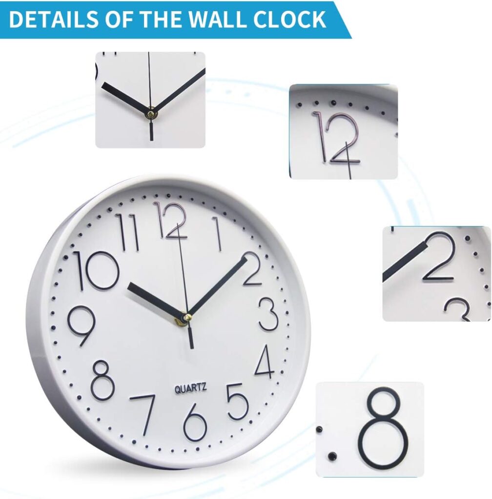 Delgeo Premium Silver Wall Clock, Wall Decoration, Modern Silent Wall Clock for Home Office Kitchen,25cm