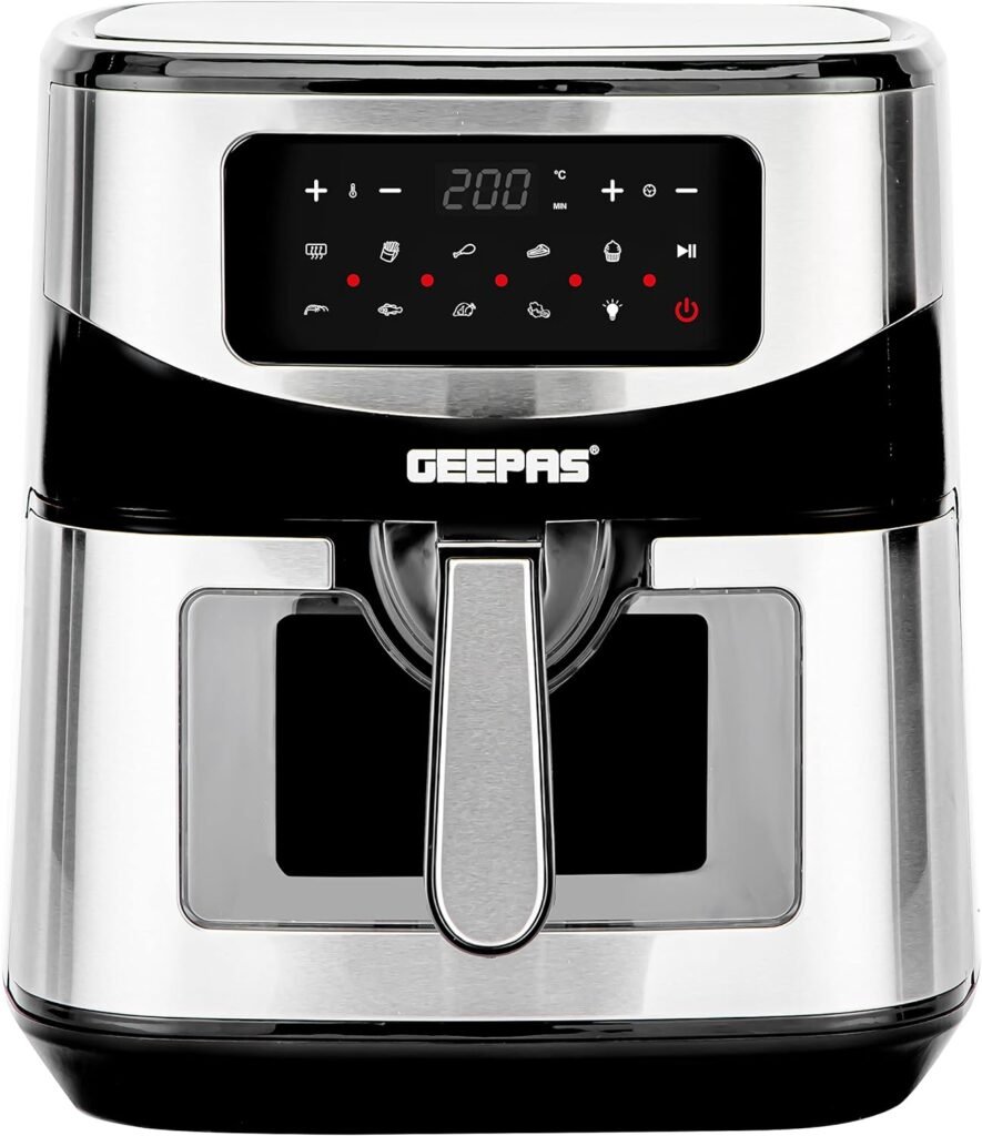 Geepas Vortex 9.2L Digital Air Fryer – Family-Sized 9-in-1 Convection Air Fryer with LED Touchscreen, 60 Minutes Timer Non-Stick Basket – Oil Free Toaster Oven | 2 Years Warranty Geepas Vortex 9.2L Digital Air Fryer – Family-Sized 9-in-1 Convection Air Fryer with LED Touchscreen, 60 Minutes Timer Non-Stick Basket – Oil Free Toaster Oven | 2 Years Warranty