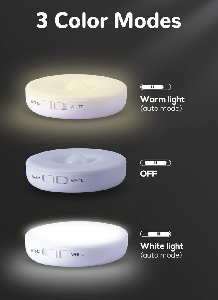 Homelist Motion Sensor Lights Indoor,6 Pack Wireless LED Rechargeable magnetic Stick on Wall Night Light,Battery Operated USB Charging,Stair, Corridors, Closet, Kitchen Light Under Cabinets Puck Light