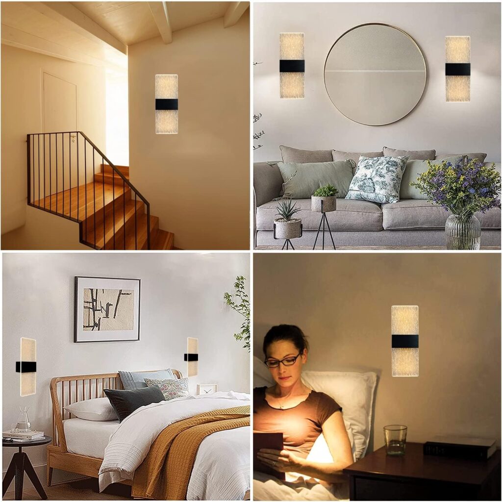 LED Touch Control Wall Lamp, Modern Indoor Wall Light With Switch, USB Rechargeable Battery Wall Light, Magnetic Installation, Wireless Black Wall Sconces Lighting 6500K Brightness Adjustable 2 Pack [Energy Class A]