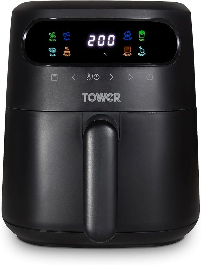 Tower T17021 Family Size Air Fryer with Rapid Air Circulation, 60-Minute Timer, 4.3L, 1500W, Black