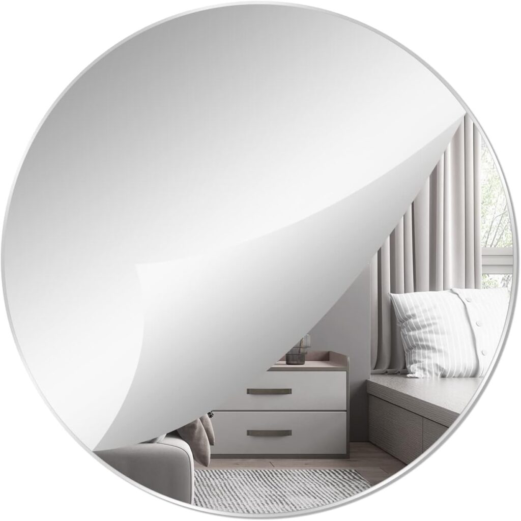 TSKDKIT Round Wall Mirror Self Adhesive Large Non Glass Mirror Large Acrylic Mirror Tiles Mirror Disc 30cm Circle Mirror Sticker Decorative Mirror for Bathroom, Bedroom, Door etc(1pcs)